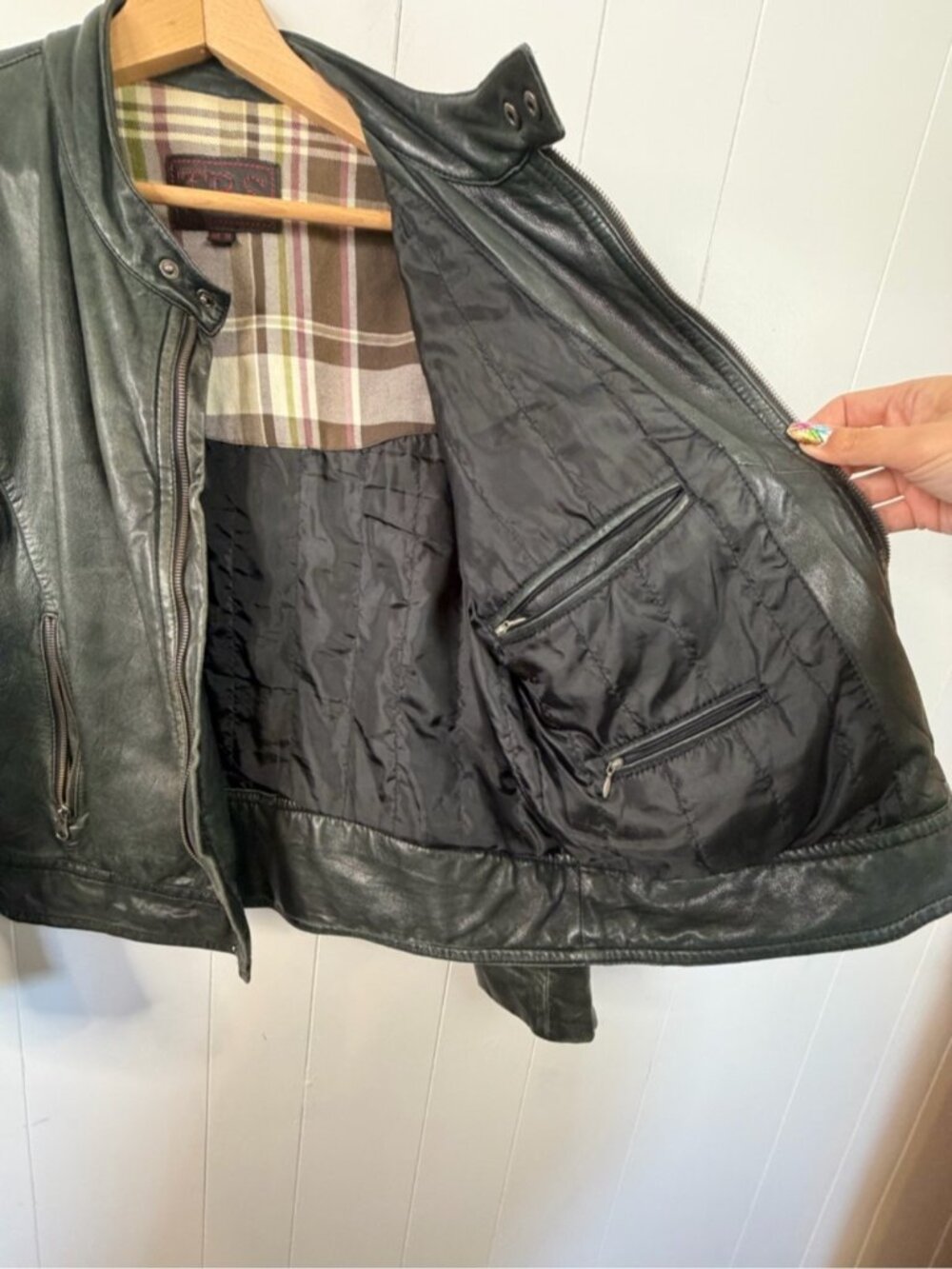 TRS by Torras Men’s Moto Bomber Soft Leather Jacket Gray SIZE USA size 42 Large - Picture 9 of 14